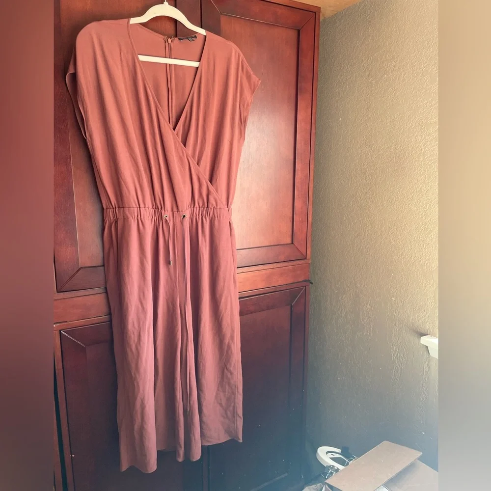 Eileen Fisher Rust Cropped Surplice Jumpsuit